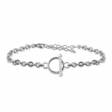 Браслет декоративный из серебра с фианитом