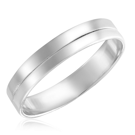Кольцо обручальное из белого золота