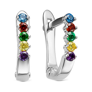 Серьги с английским замком из серебра с фианитом