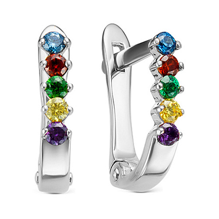 Серьги с английским замком из серебра с фианитом