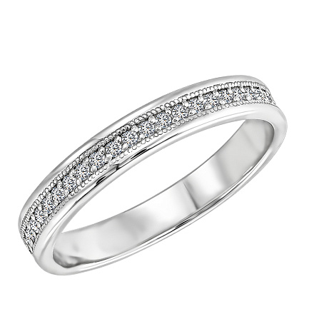 Кольцо обручальное из белого золота с бриллиантами