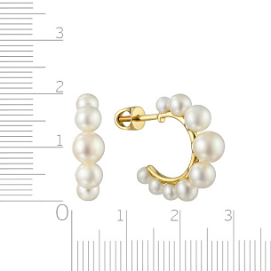 Пусеты из желтого золота с жемчугом