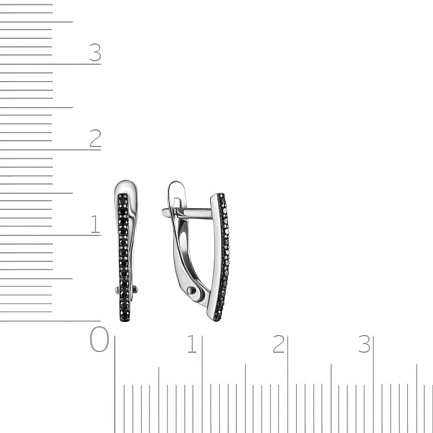 Серьги с английским замком из белого золота с фианитом