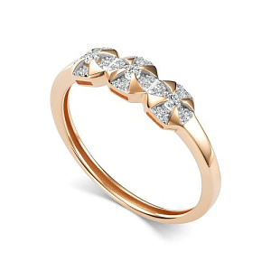 Кольцо из красного золота с бриллиантами