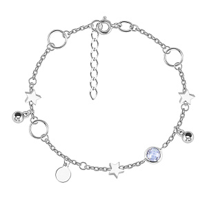 Браслет декоративный из серебра с фианитом