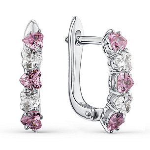 Серьги с английским замком из серебра с фианитом