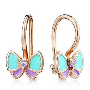 Серьги детские из красного золота