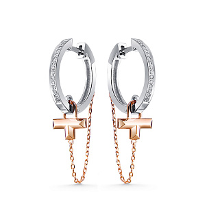 Серьги из белого золота с бриллиантом