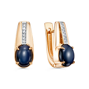 Серьги с английским замком из красного золота с сапфиром