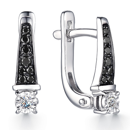 Серьги с английским замком из белого золота с бриллиантами
