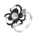 Кольцо из серебра с жемчугом, фианитом