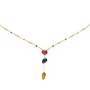 Колье из желтого золота с рубинами, сапфирами