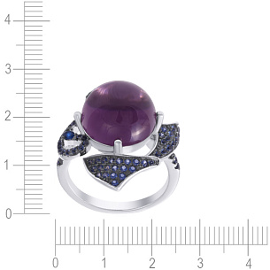 Кольцо из серебра с фианитом, стеклом