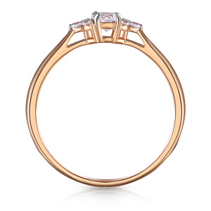 Кольцо из красного золота с фианитом