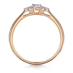 Кольцо из красного золота с фианитом