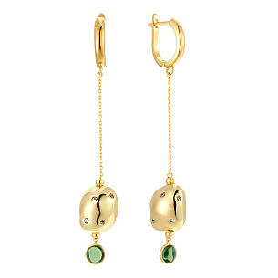 Серьги с английским замком из серебра с ситали и циркониями