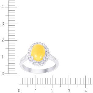 Кольцо из серебра с опал, фианитом