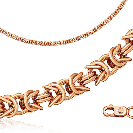 Цепь ручной работы из красного золота, плетение византийское