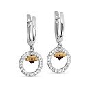 Серьги с английским замком из серебра с фианитами