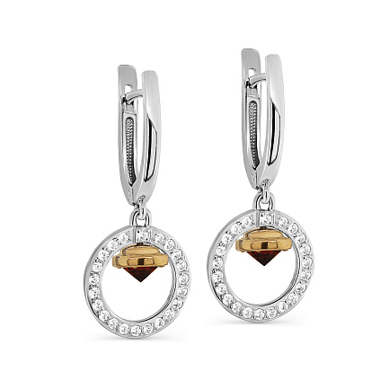 Серьги с английским замком из серебра с фианитами