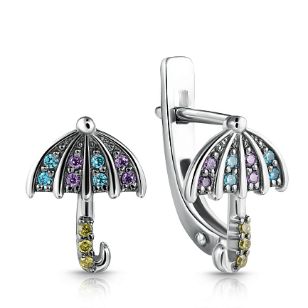 Серьги детские из серебра с фианитом