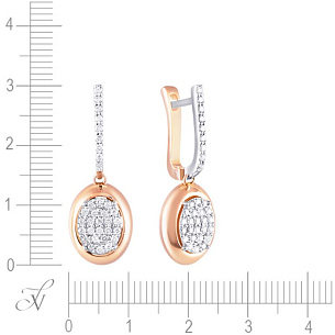 Серьги с английским замком из красного золота с бриллиантом