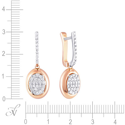 Серьги с английским замком из красного золота с бриллиантами