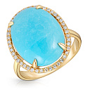 Кольцо из желтого золота с бирюзой, бриллиантами