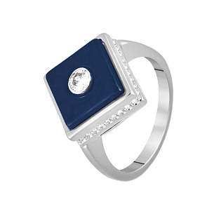 Серебряное кольцо с кубическим цирконием и керамикой