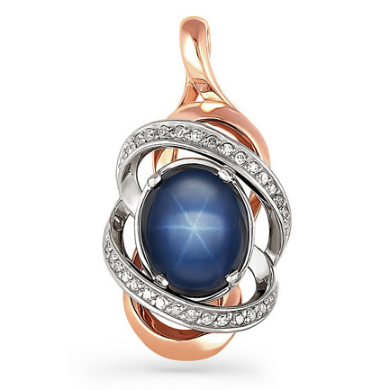 Подвеска из красного золота с бриллиантами, сапфиром