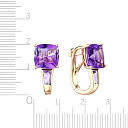 Серьги с английским замком из желтого золота с аметистами