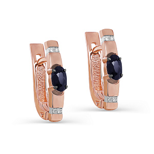 Серьги с английским замком из красного золота с бриллиантами