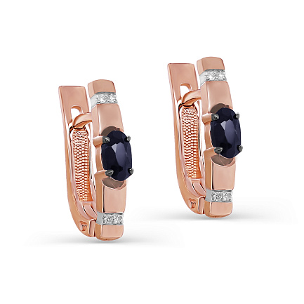 Серьги с английским замком из красного золота с бриллиантами