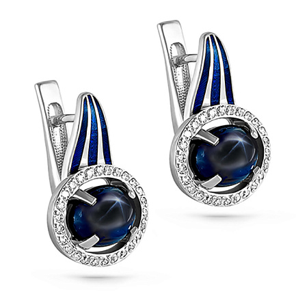 Серьги с английским замком из белого золота с бриллиантами