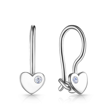 Серьги с французским замком из серебра с фианитом