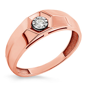 Кольцо из красного золота с бриллиантом