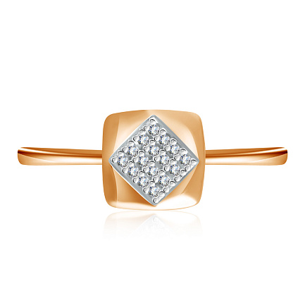 Кольцо из красного золота с фианитом