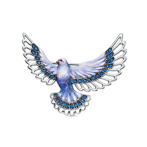 Брошь из серебра с фианитами