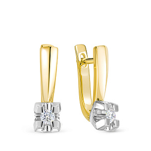 Серьги из желтого золота с бриллиантом