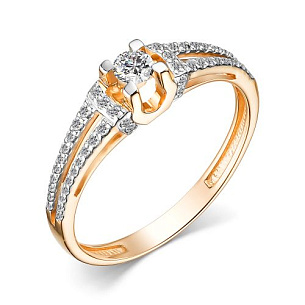 Кольцо из красного золота с бриллиантом