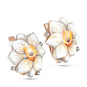 Серьги с английским замком из красного золота с бриллиантами