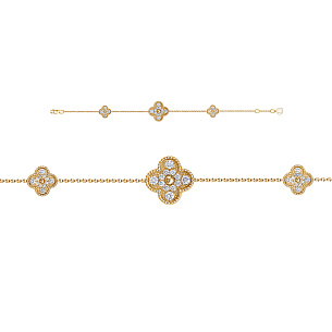 Браслет декоративный из желтого золота с бриллиантом