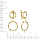 Серьги с английским замком из желтого золота с фианитом