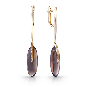 Серьги с английским замком из желтого золота с бриллиантами