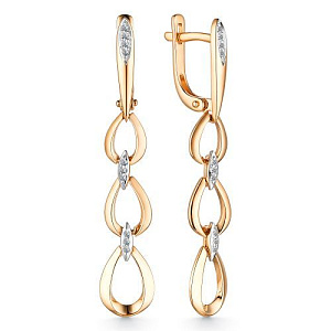 Серьги с английским замком из красного золота с бриллиантами