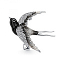 Брошь из серебра с фианитом, эмалью