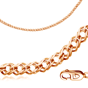 Браслет автомат из красного золота, плетение двойной ромб