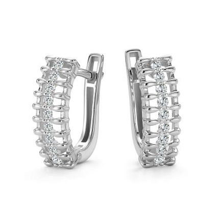 Серьги с английским замком из белого золота с бриллиантами