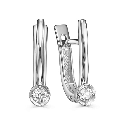 Серьги с английским замком из белого золота с бриллиантами