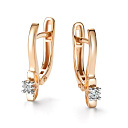 Серьги с английским замком из красного золота с бриллиантами